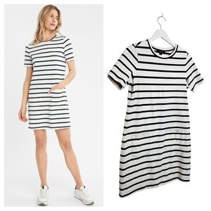 Banana Republic Blue White Stripe T-Shirt Dress Womens Sz XS Short Sleeve Casual
